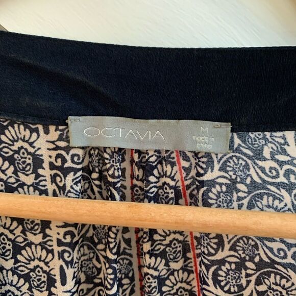 Octavia Boho Blue Print V-Neck Maxi Dress sz M EUC - Picture 5 of 7